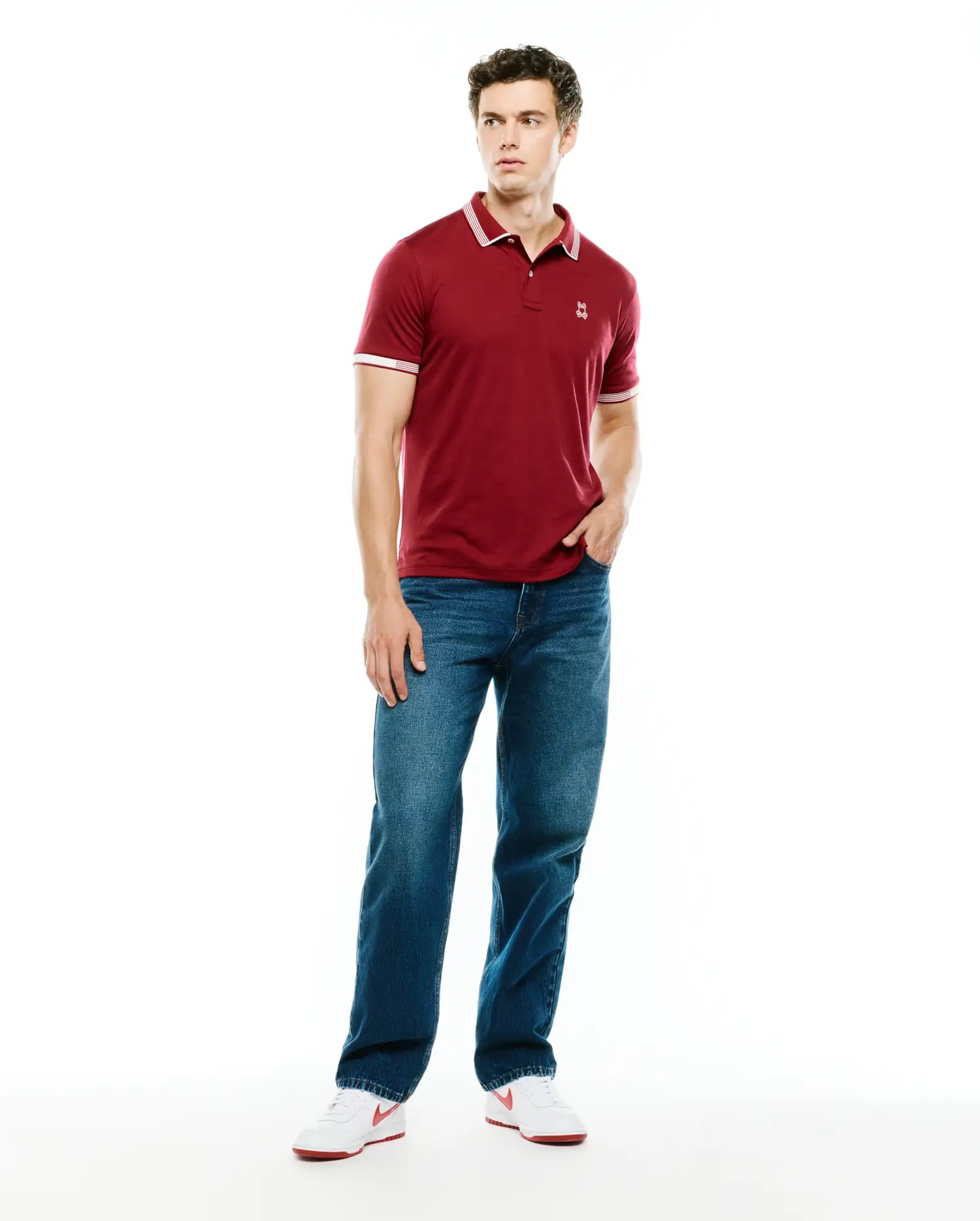 Psycho Bunny Men's Polos Timmy Interlock polo rossa regular