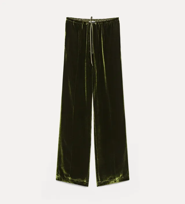 Forte pantaloni Viscose and Silk Velvet Drawstring Trousers Woods verdi