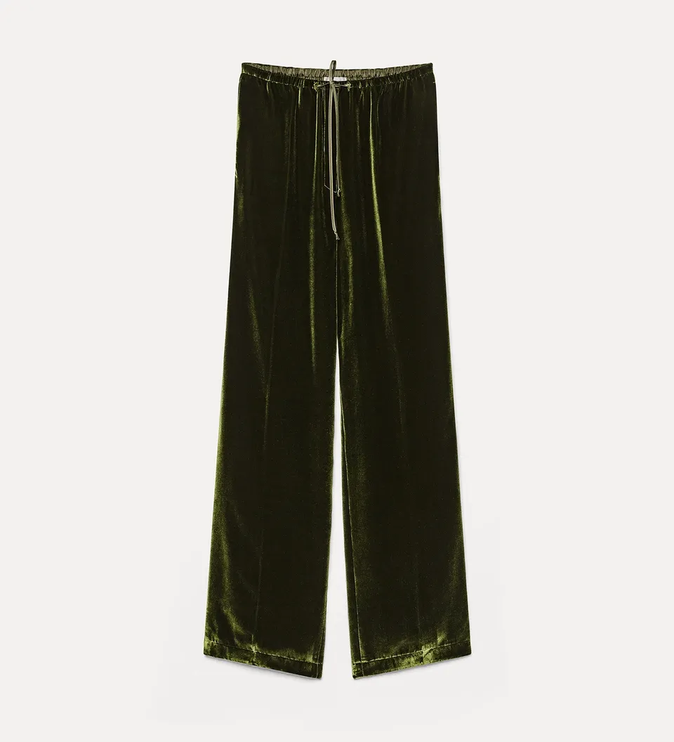 Forte pantaloni Viscose and Silk Velvet Drawstring Trousers Woods verdi