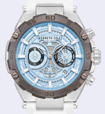 Kenneth Cole Reaction Watches Chronograph Sport Silicone Strap Watch orologio cronografo bianco