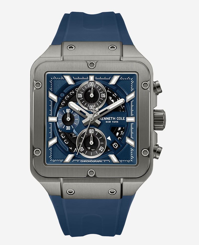 Kenneth Cole Reaction Watches Skeleton Automatic orologio blu in silicone