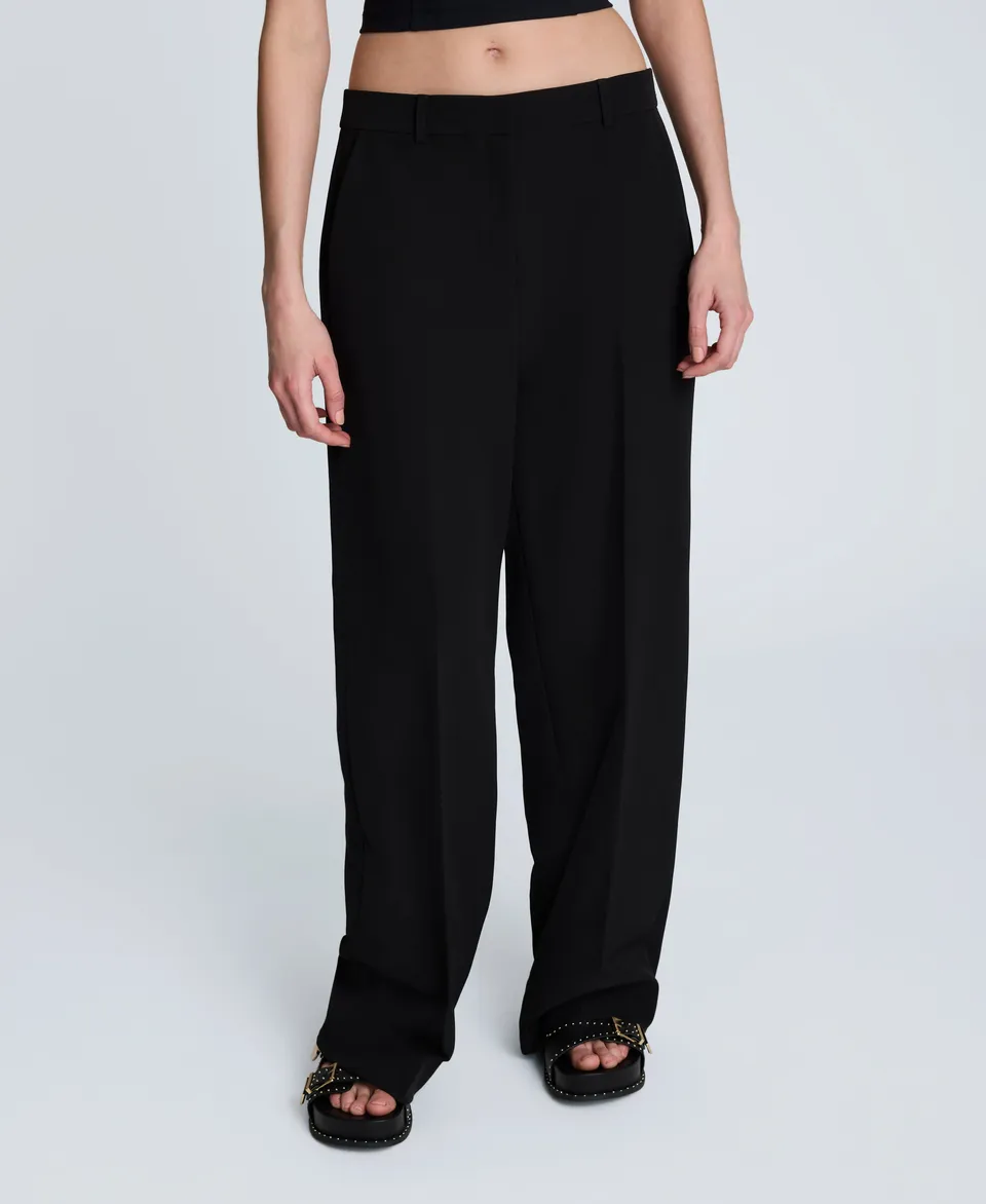 Kenneth Cole Reaction Clothing Luxe Twill Wide Leg Pant pantaloni neri