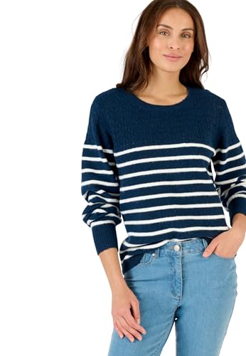 Damart Thermolactyl maglione donna a righe e maglia traforata scollo rotondo