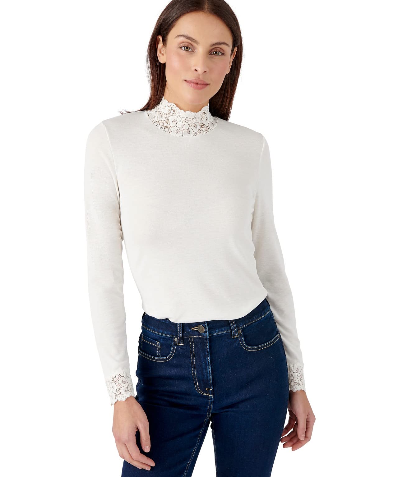 Damart Thermolactyl T-shirt a maniche lunghe a costine donna bianca M