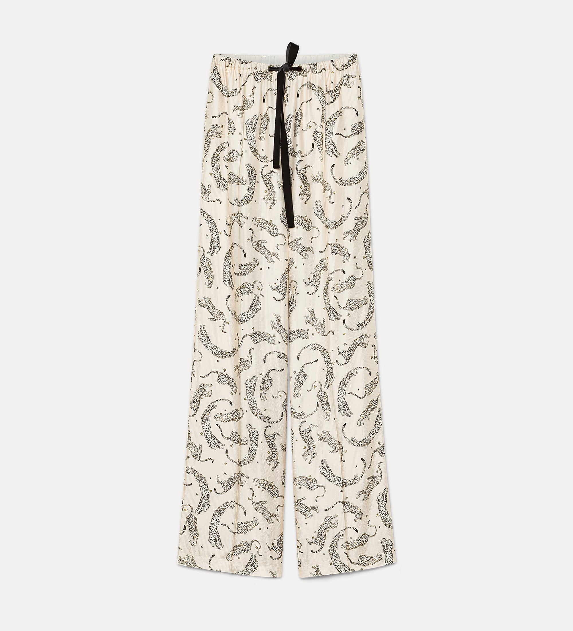 Forte Royal Leopard pantaloni in raso avorio