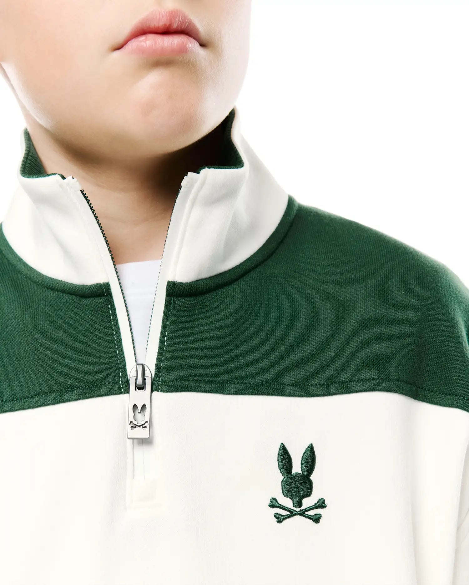 Psycho Bunny Gabe Quarter Zip Sweatshirt KT0500097 felpa bambini ecru