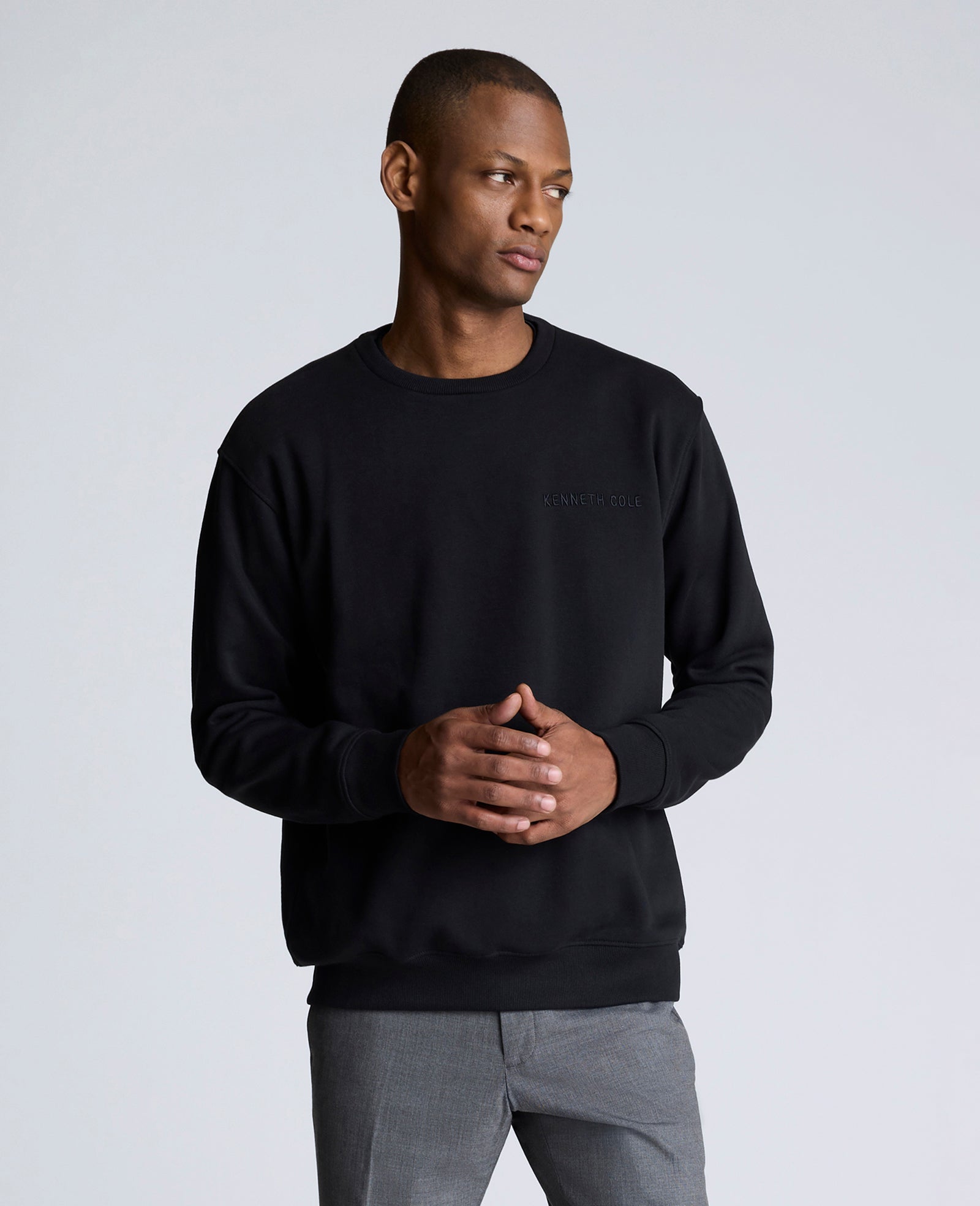 Kenneth Cole Reaction Kenneth Cole Embroidered Logo Sweatshirt felpa nera S cotone