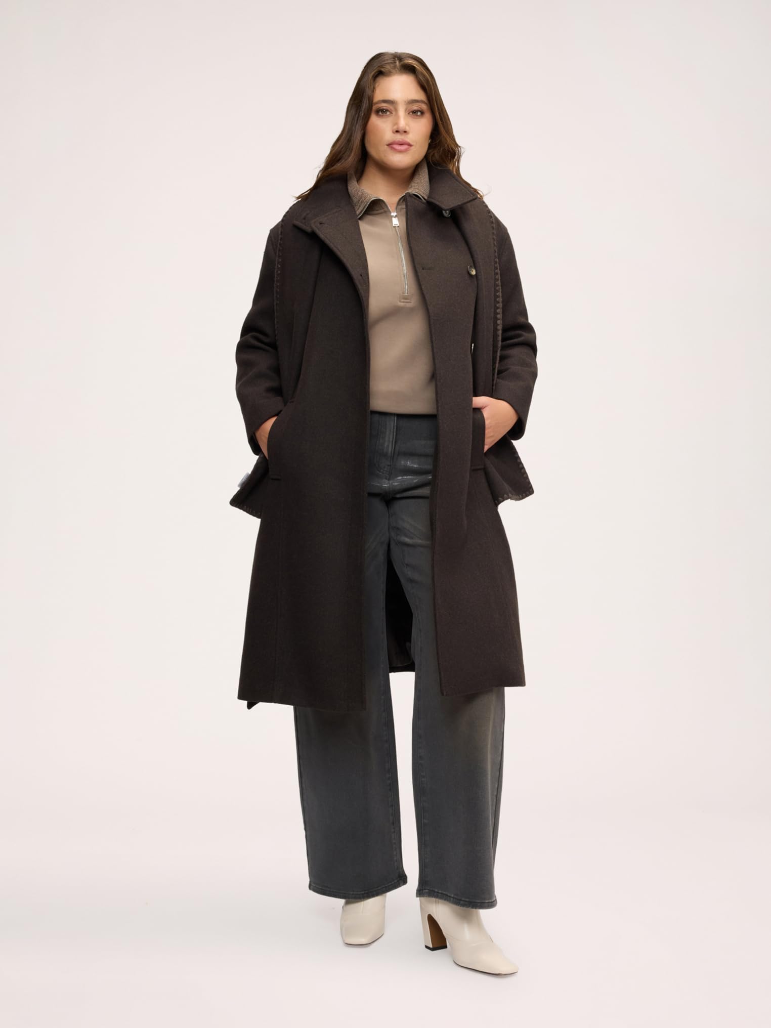 Fiorella Rubino Cappotti e Trench Cappotto misto lana con cintura cappotto 46 Plus