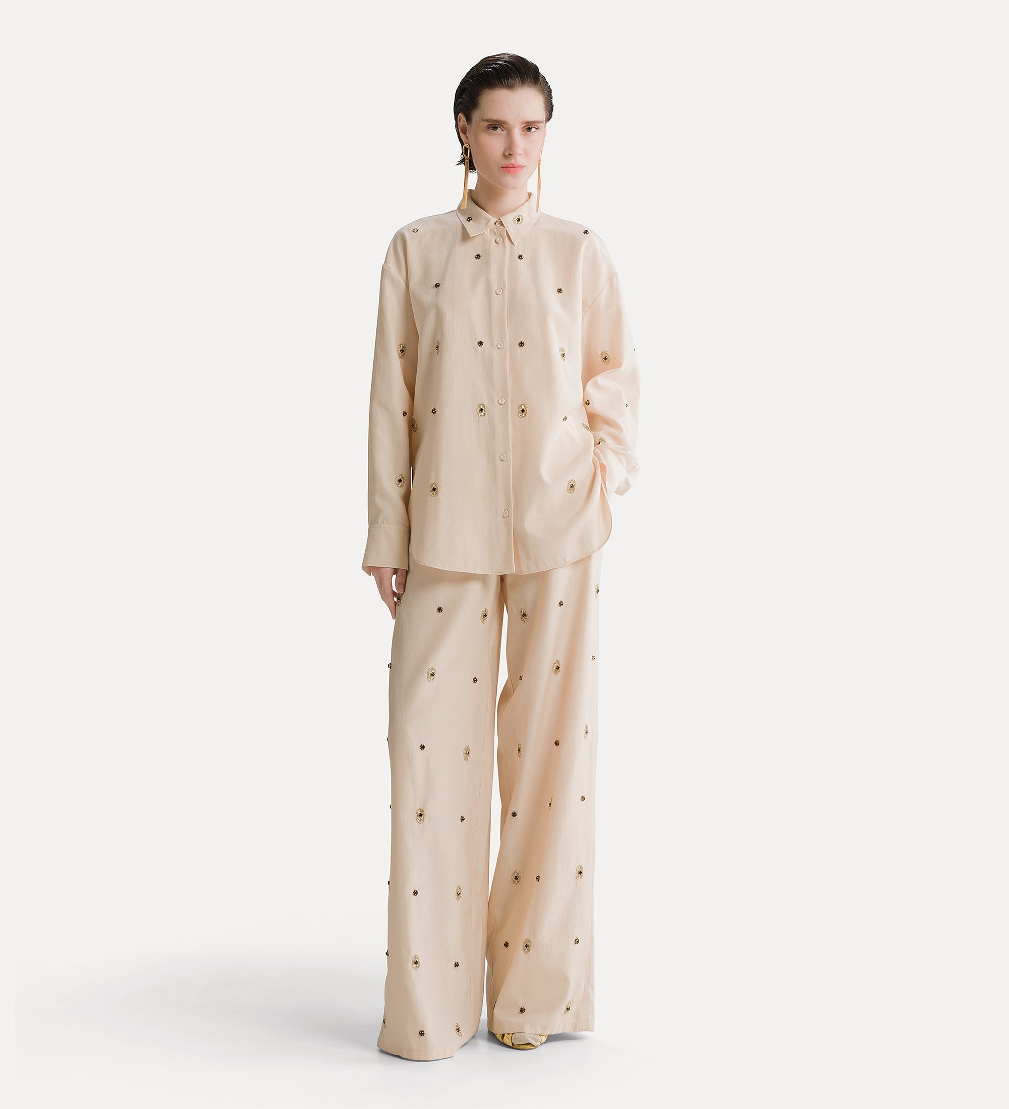 Forte camicie camicia in twill ricamo Le Club Loto
