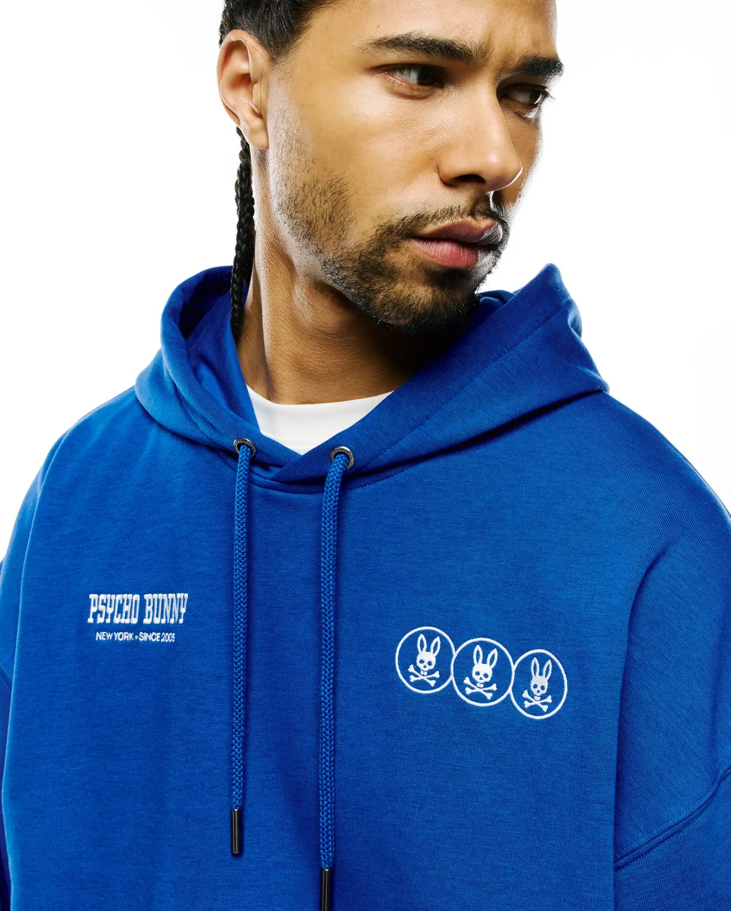 Psycho Bunny Men's Sweatshirts & Hoodies Nathaniel Oversized Hoodie felpa blu oversize