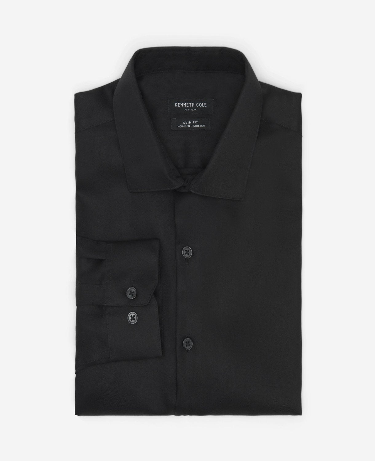 Kenneth Cole Reaction Clothing Slim-Fit Button-Down Stretch Dress Shirt with TEK FIT camicia nera