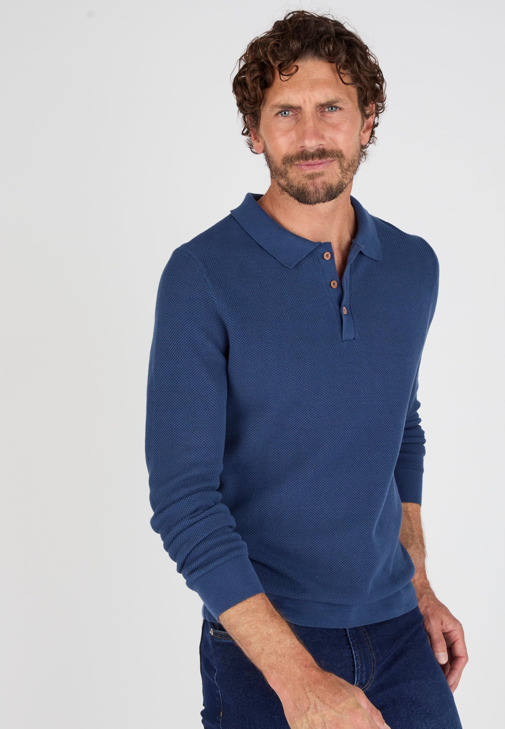 Damart Prêt-à-porter maglione collo a polo uomo S in cotone