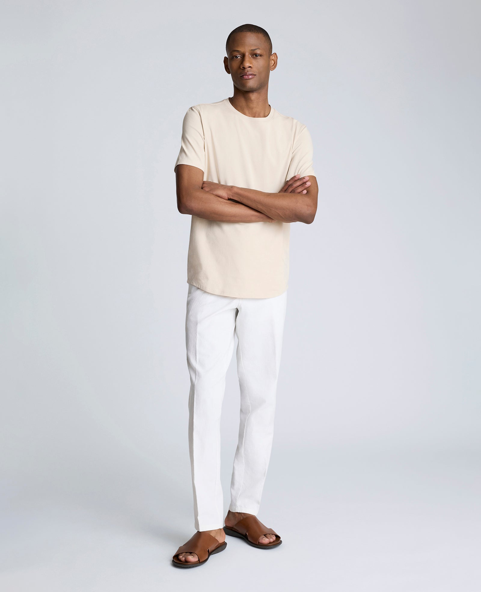 Kenneth Cole Reaction Clothing The Performance Crew Neck T-Shirt maglietta beige elasticizzata