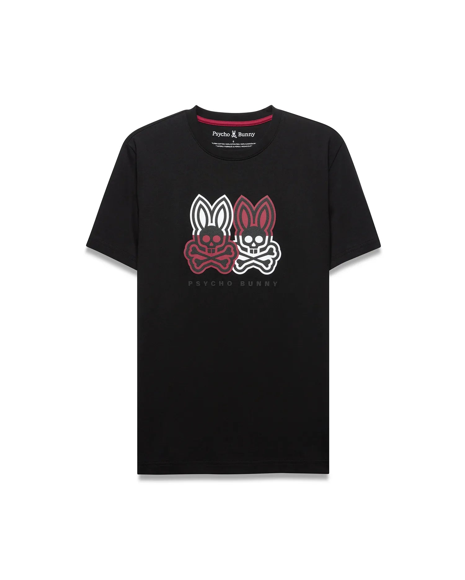 Psycho Bunny Men's Tees Ledger Graphic Tee T-shirt nera in cotone Pima