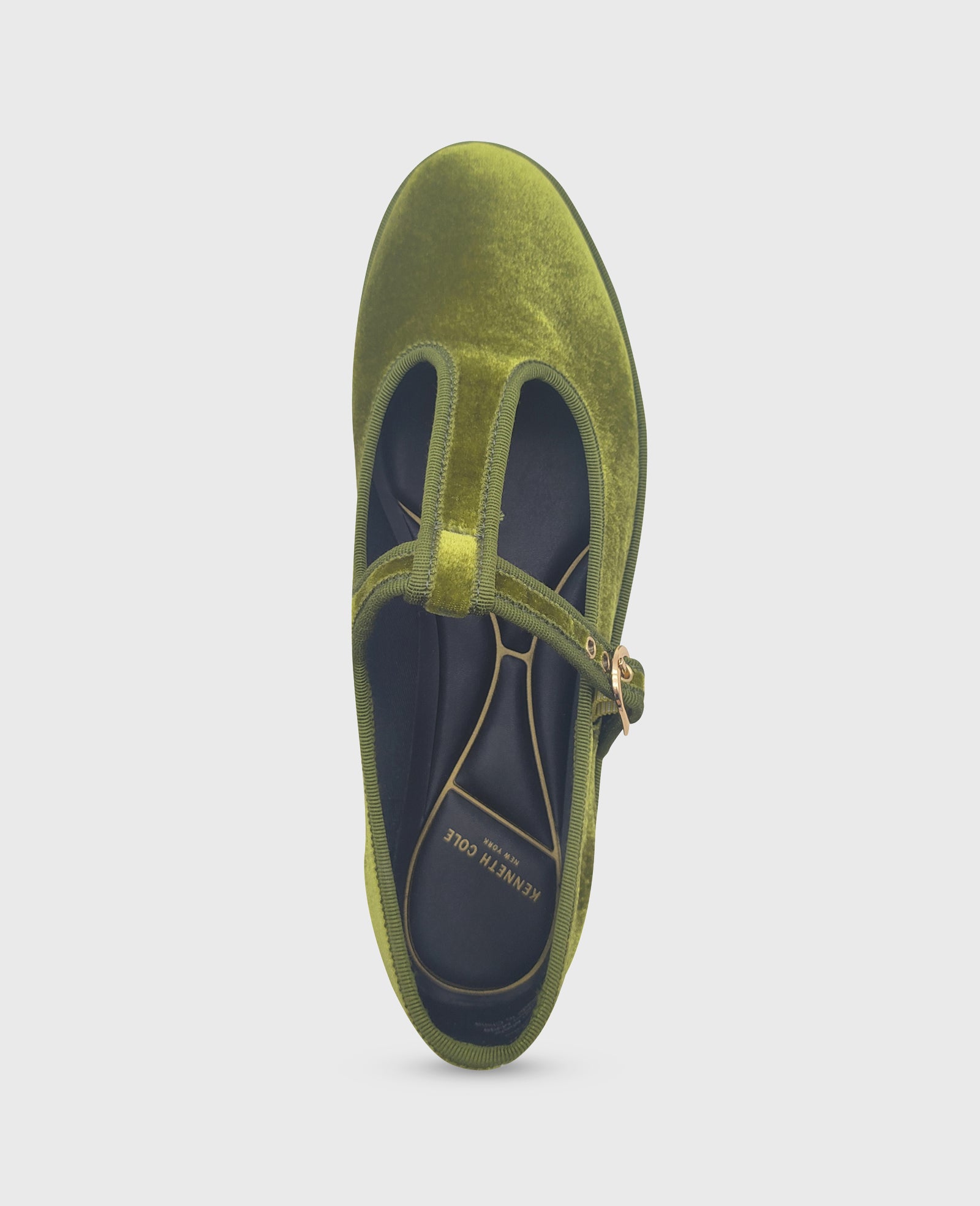 Kenneth Cole Reaction Shoes Verona Velvet T-Strap Mary Jane Flat ballerine verde velluto