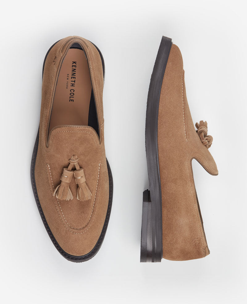 Kenneth Cole Reaction Madison mocassino tan scamosciato supporto flessibile