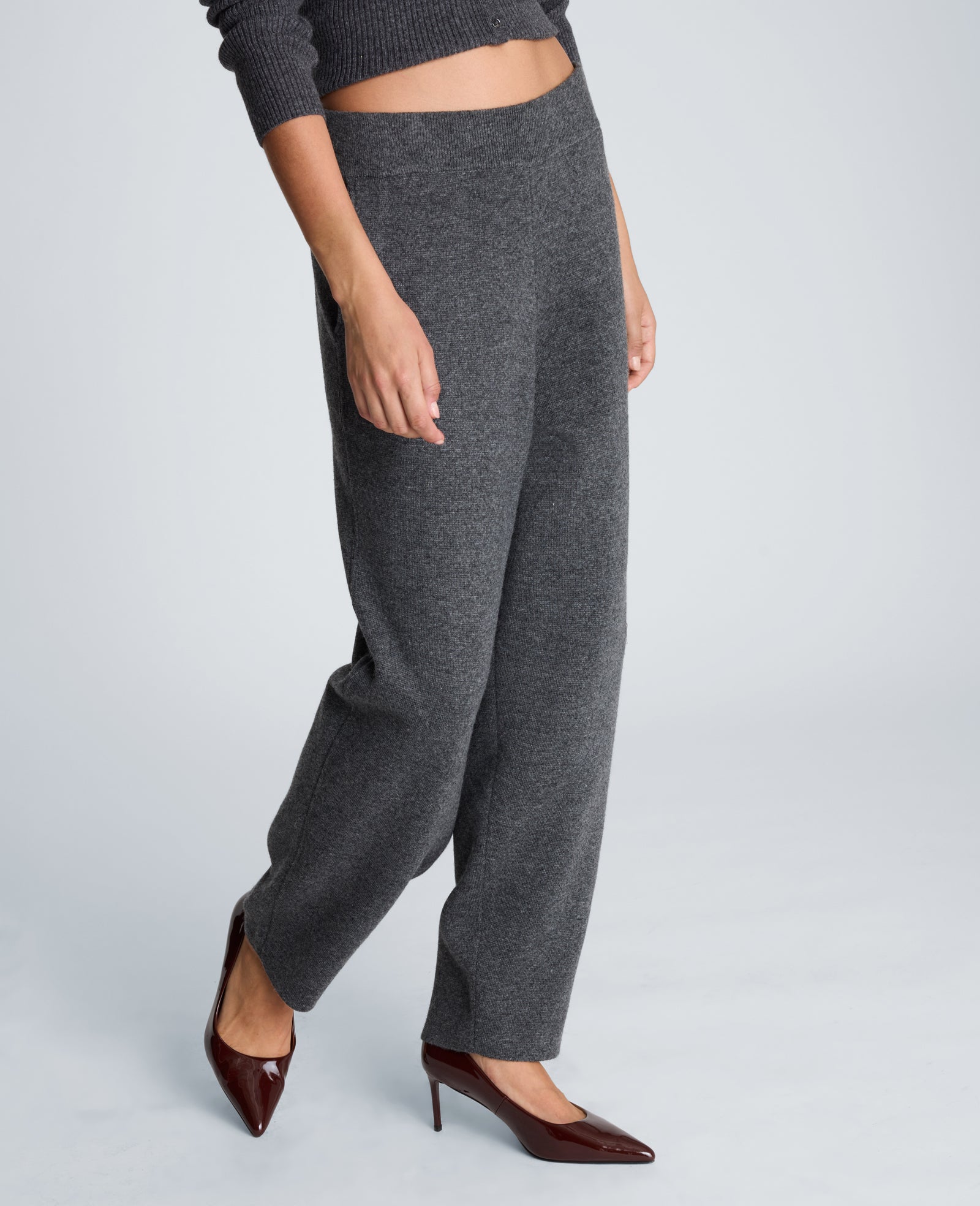 Kenneth Cole Reaction Clothing Barrel Leg Sweater Pull On Pant grigi lana cashmere