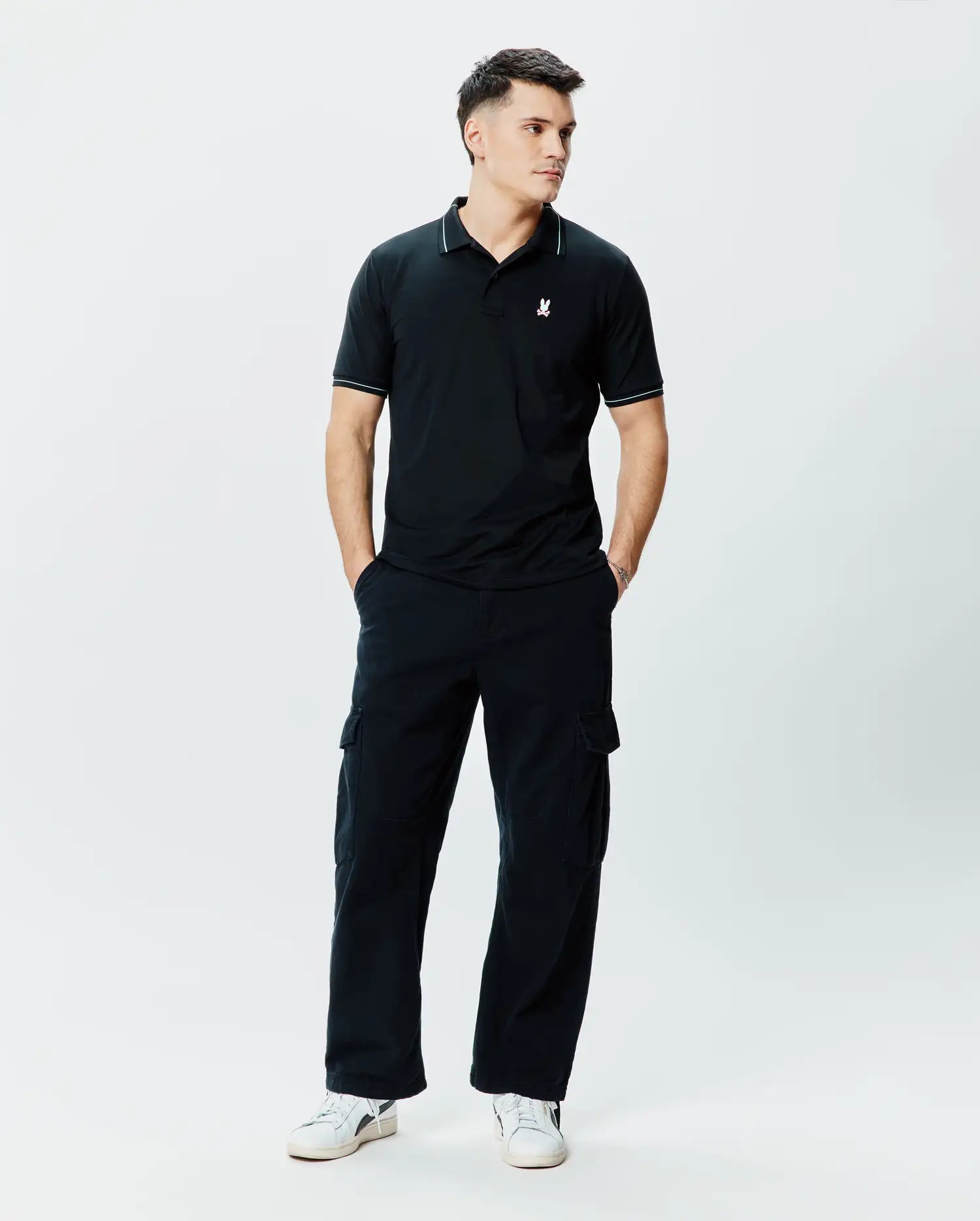 Psycho Bunny Men's Polos Edwin Sport polo nera slim