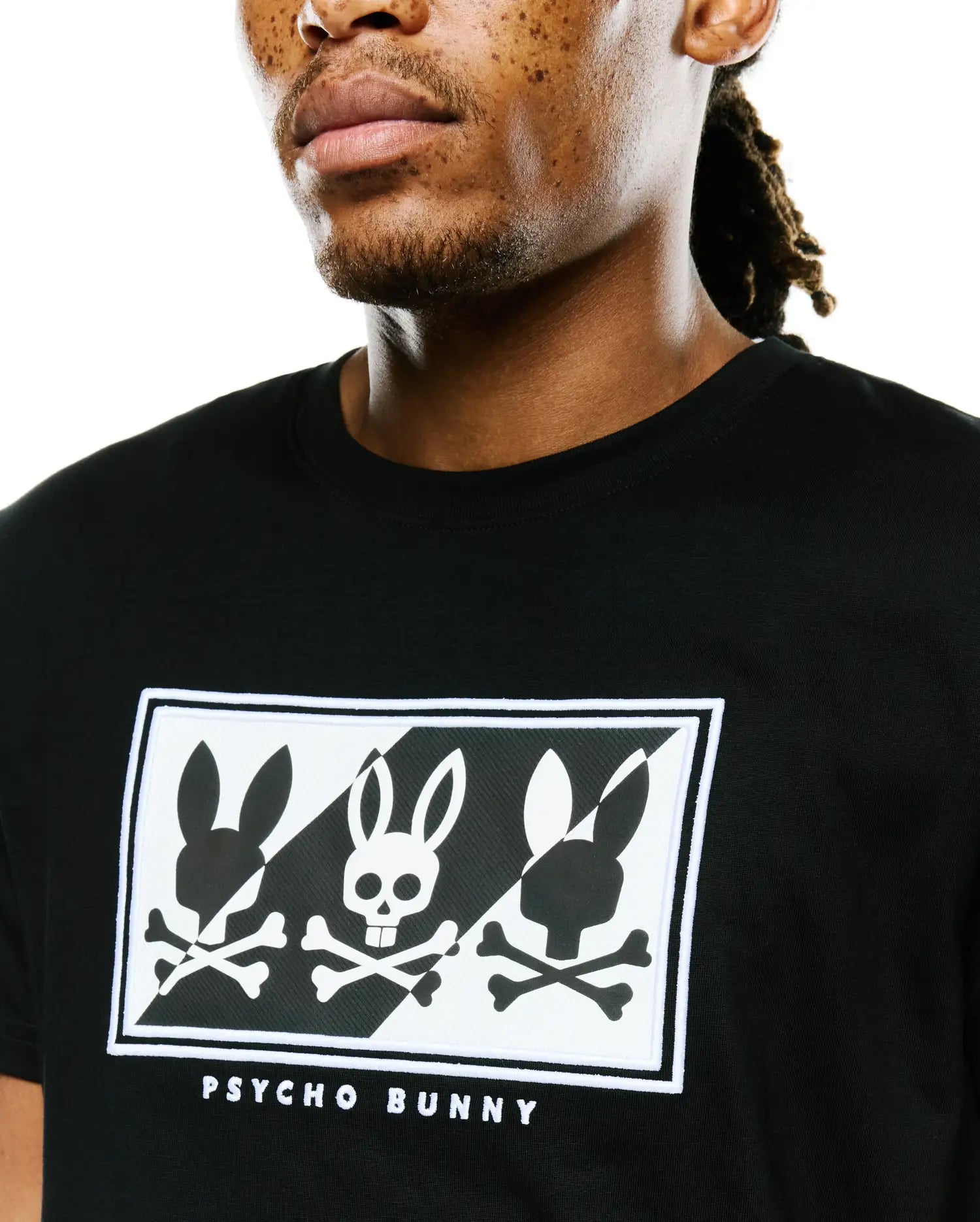 Psycho Bunny Men's Tees Men's Desmond Graphic Tee t-shirt nera cotone Pima