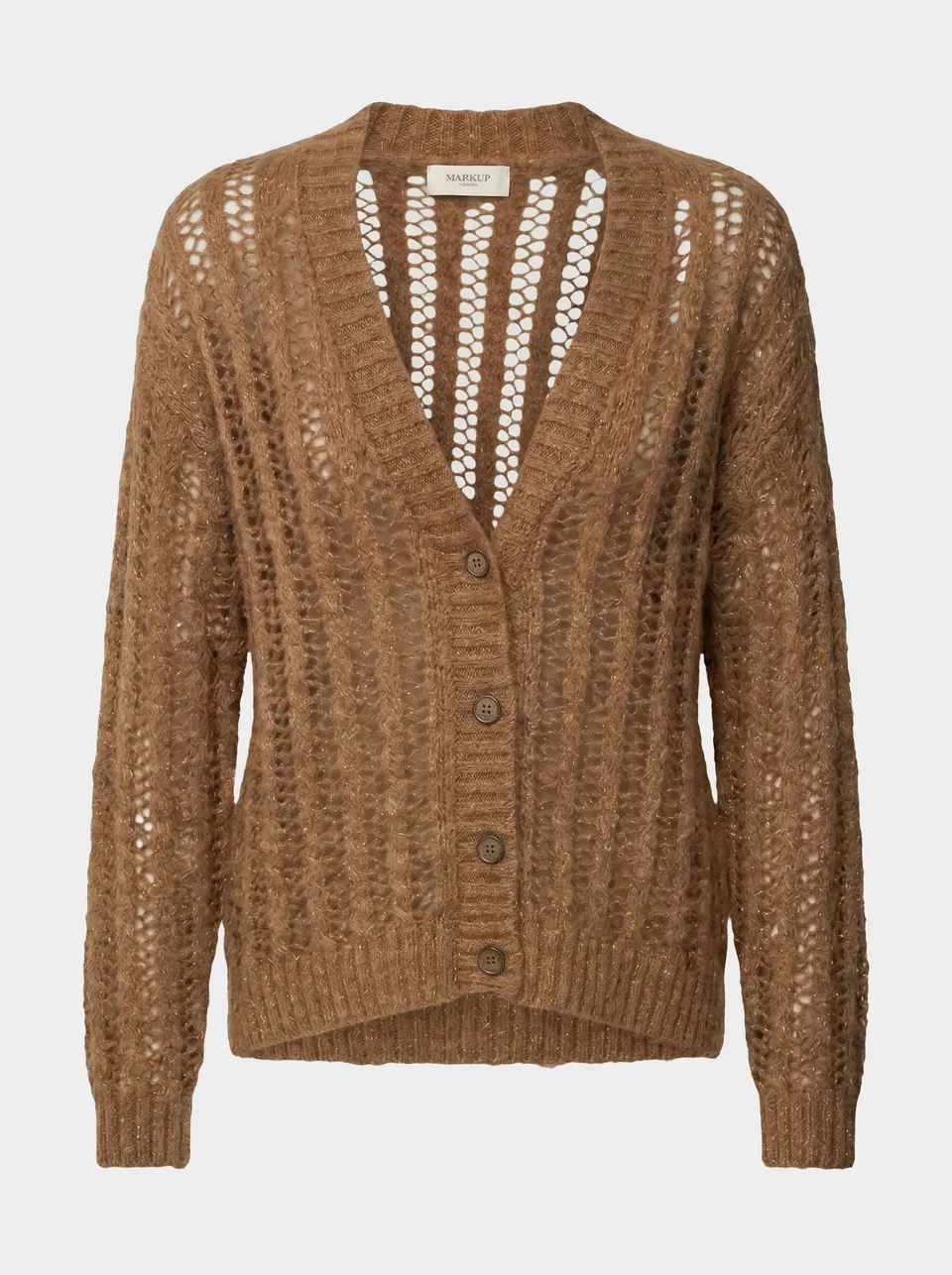 Markup Donna Maglieria Cardigan traforato a trecce in filo lurex