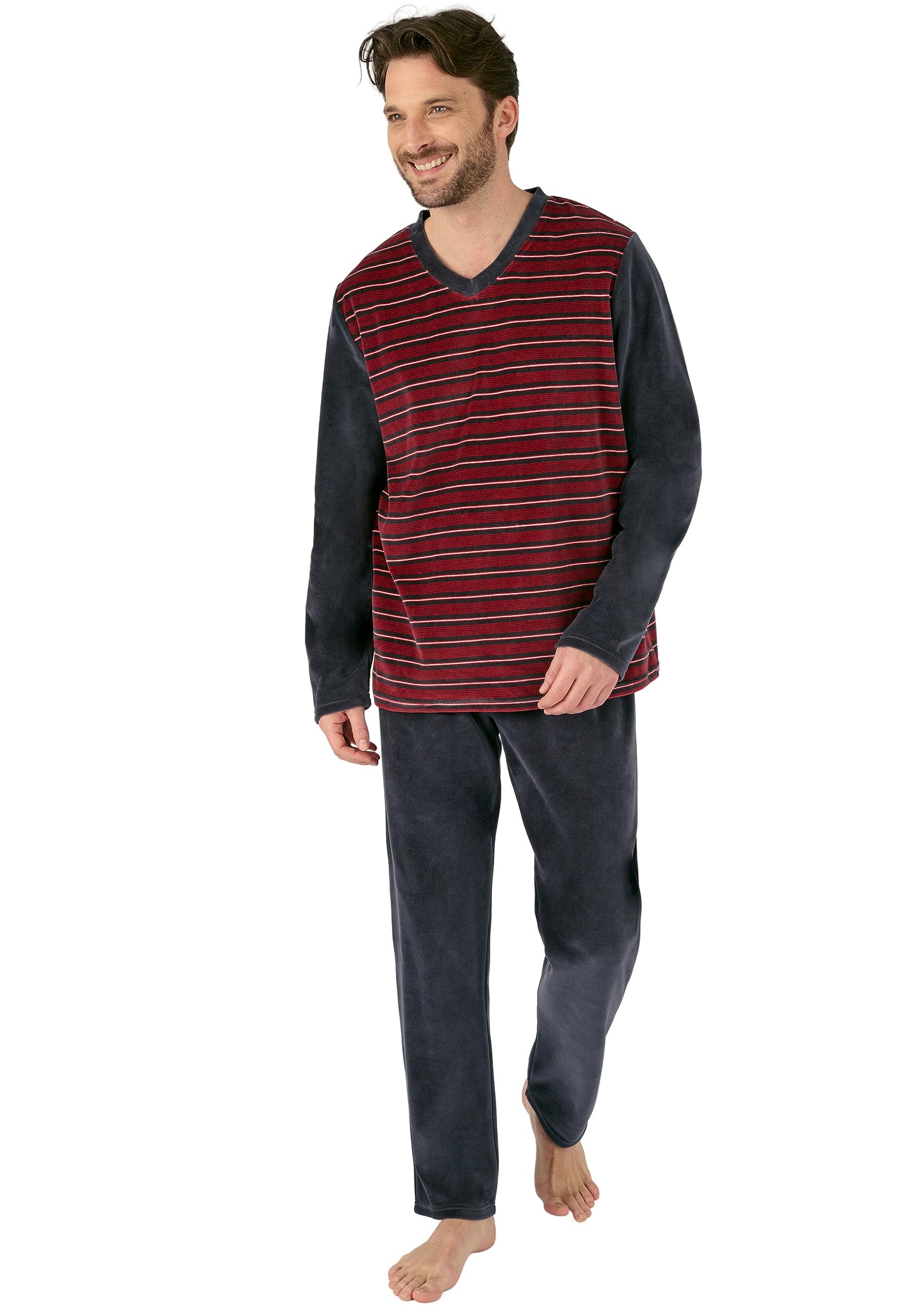 Damart Homewear pigiama da uomo in velluto scollo a V