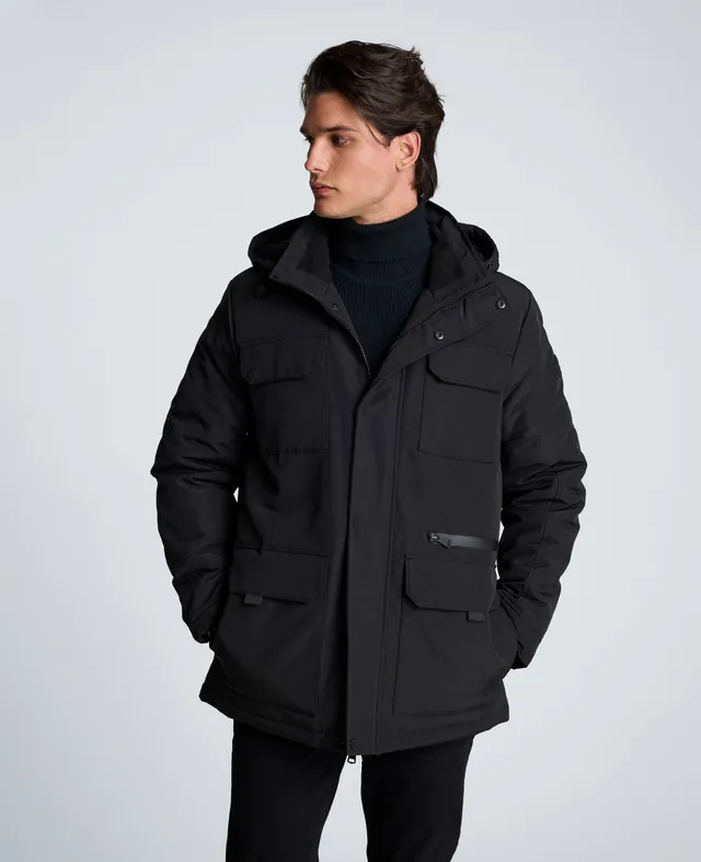 Kenneth Cole Reaction Clothing Oxford Patch Pocket Parka nera, imbottita