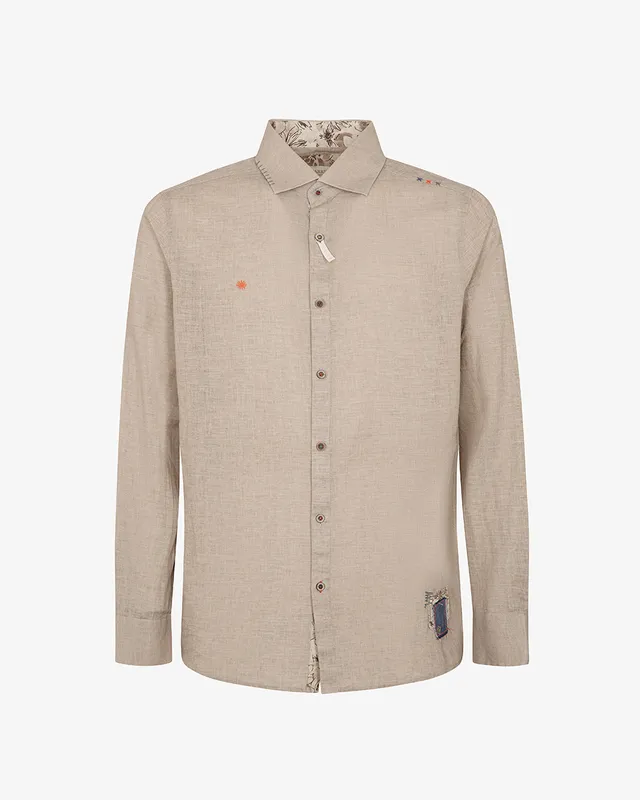 Markup Uomo Camicie Camicia collo francese in lino maltinto