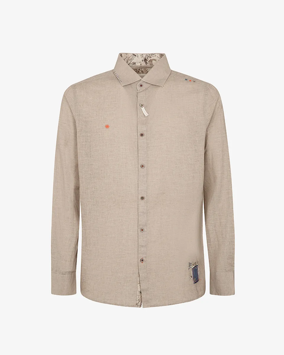 Markup Uomo Camicie Camicia collo francese in lino maltinto