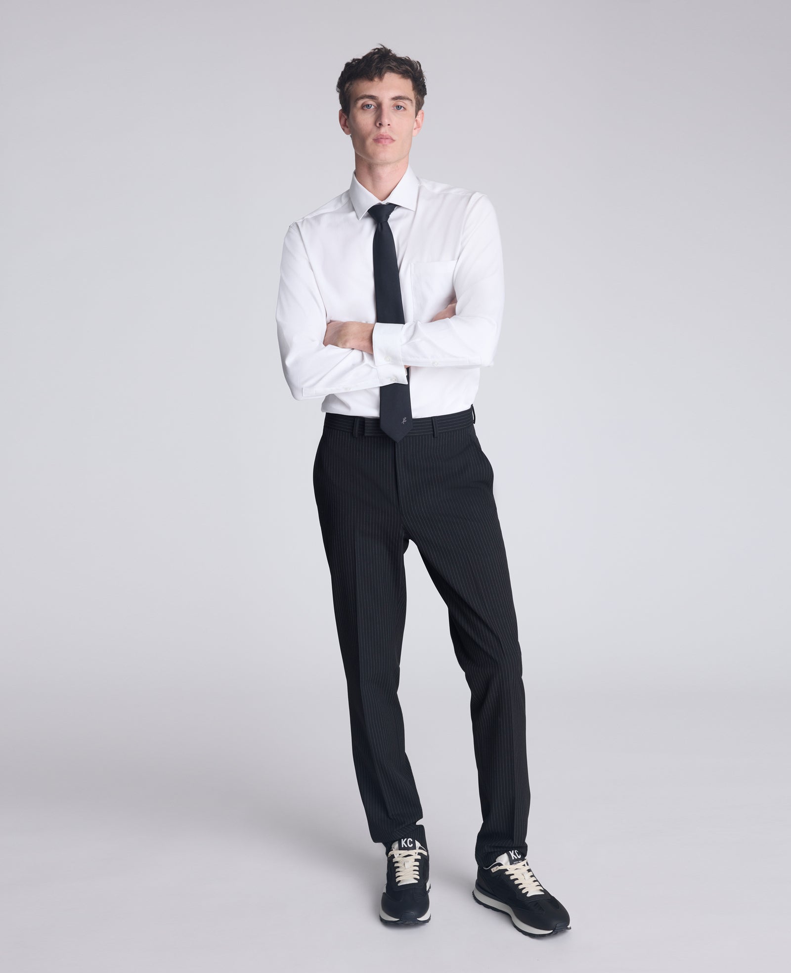 Kenneth Cole Reaction REACTION Slim-Fit Button-Down Dress Shirt camicia bianca slim