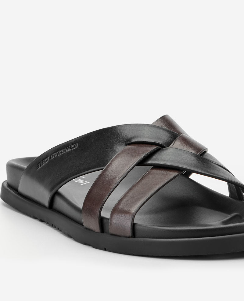 Kenneth Cole Reaction Shoes Wooper Leather Sandal sandalo nero pelle