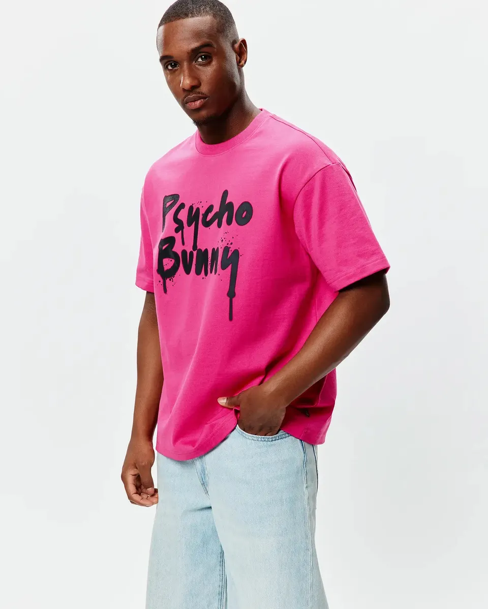 Psycho Bunny Men's Tees Duncan Oversized Tee T-shirt rosa oversize