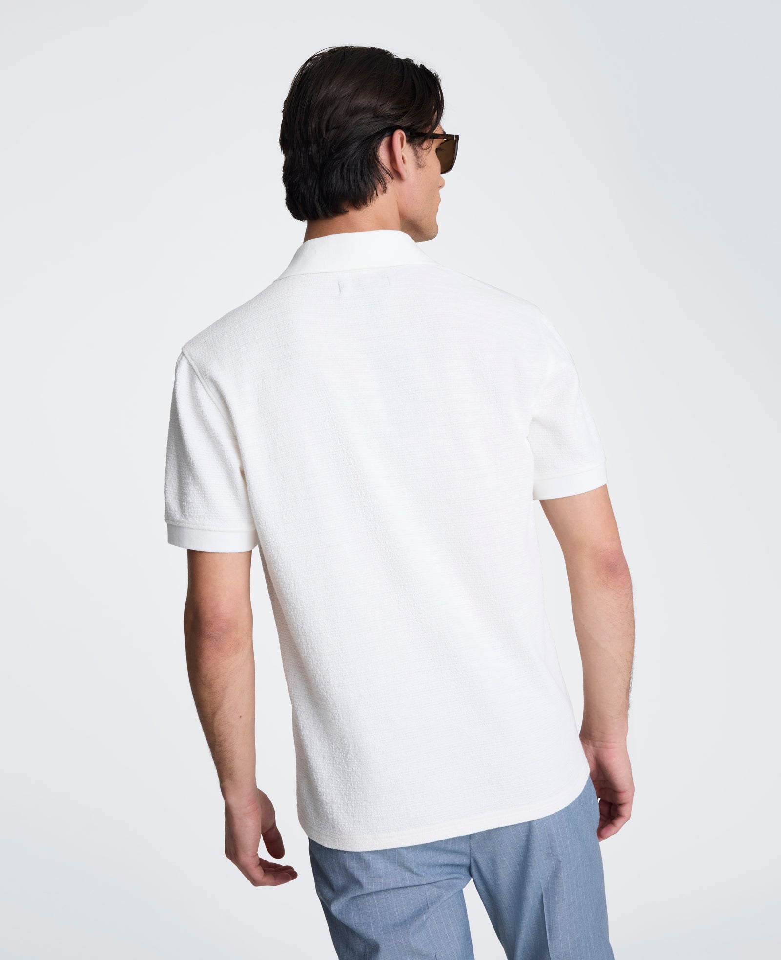 Kenneth Cole Reaction Clothing Short Sleeve Johnny Collar polo bianca