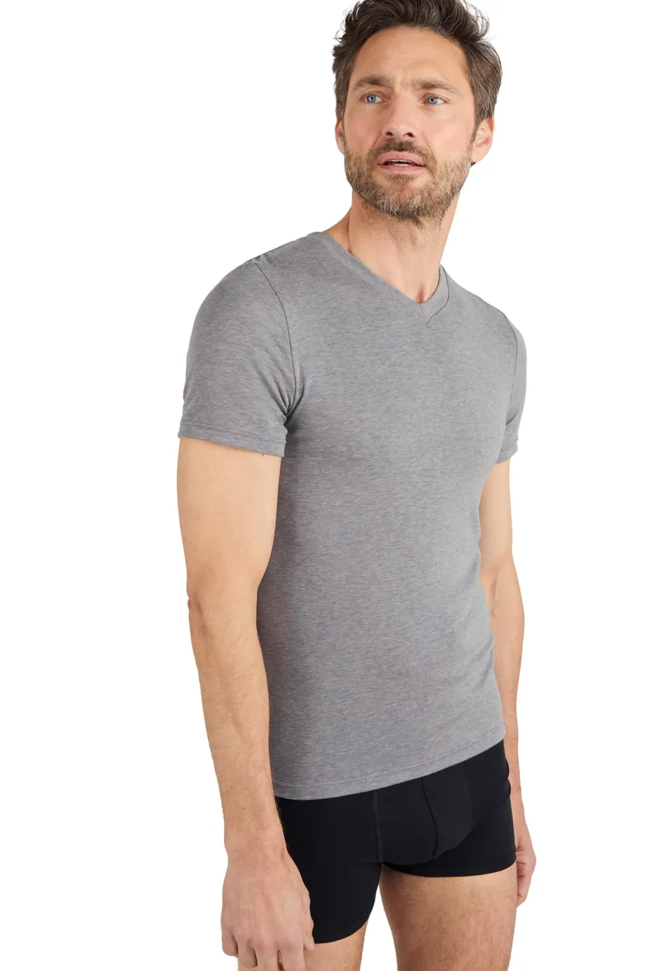Damart Thermolactyl T-shirt uomo scollo a V manica corta grigio melange scuro S