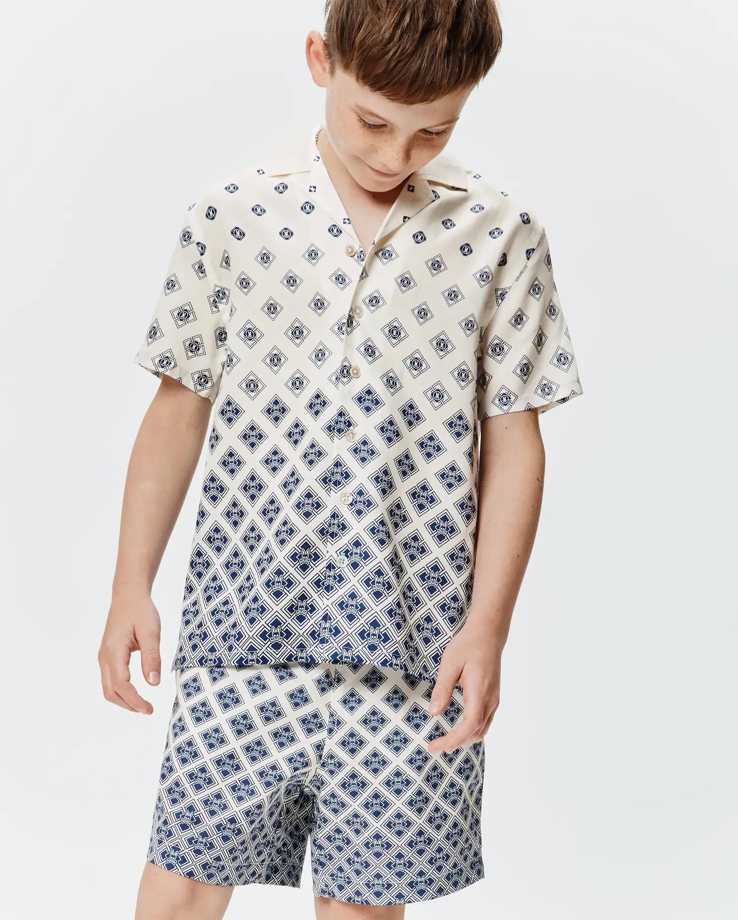 Psycho Bunny Kids Tees KIDS TOBIAS TENCEL SHIRT KT0300030 camicia bianca in Tencel
