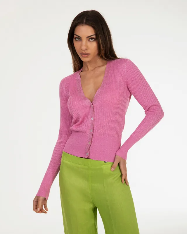 Markup Donna Maglieria Cardigan a coste in lurex