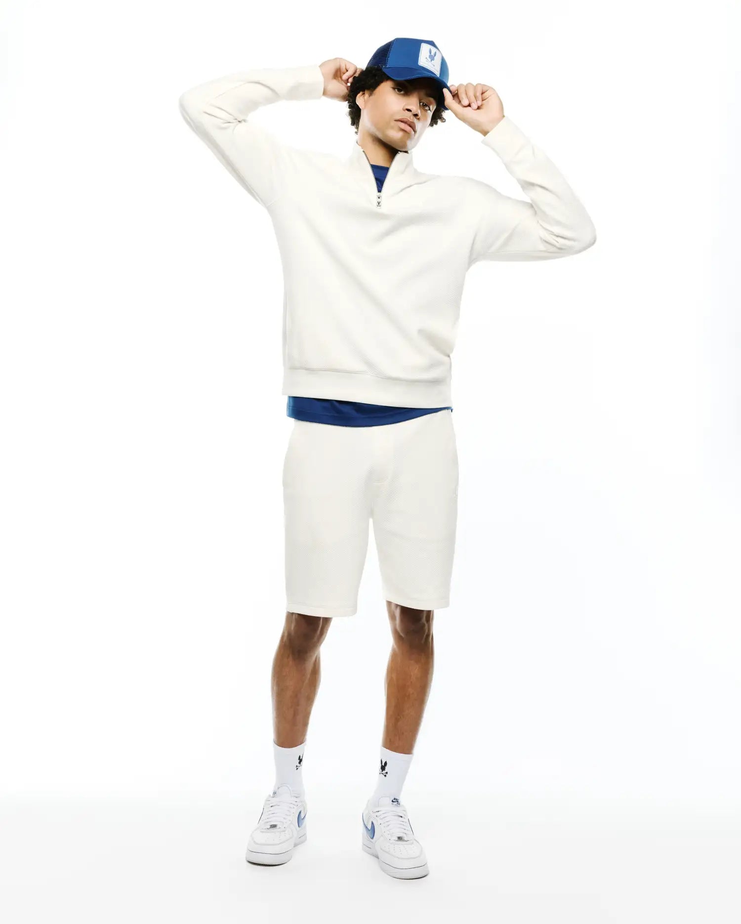 Psycho Bunny Men's Shorts Marc Textured Knit Short bermuda ecru stretch