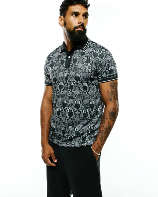 Psycho Bunny Men's Polos Reeves Bunny Sport polo nera slim fit
