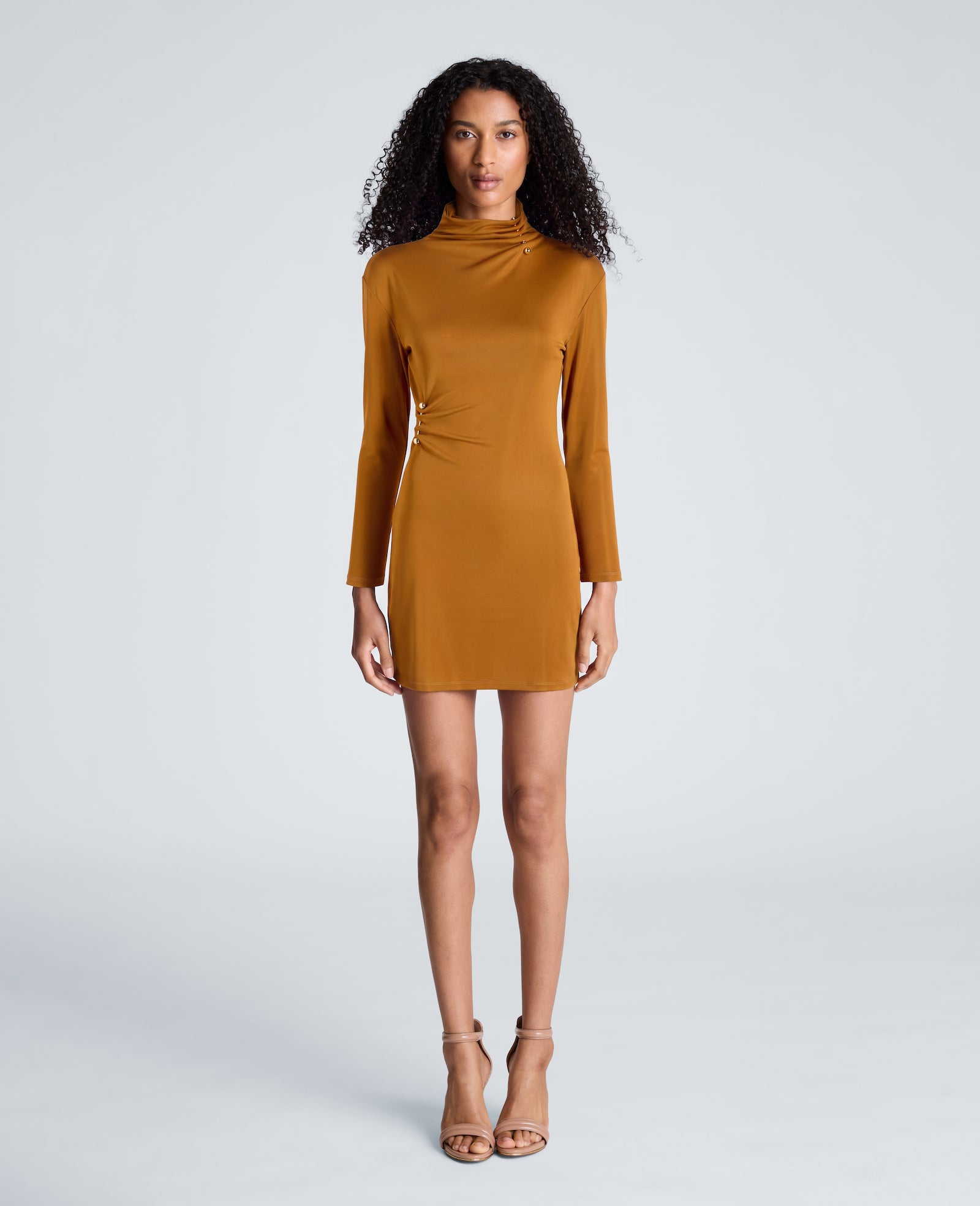 Kenneth Cole Reaction Clothing Long Sleeve Pinned Mini Dress abito corto MAPLE in jersey