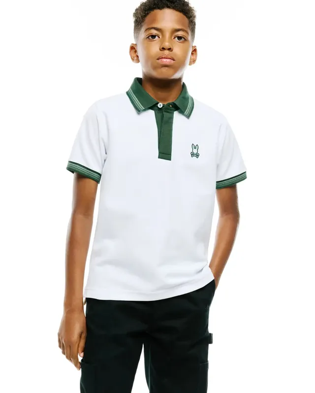 Psycho Bunny Kids Polo Shirts Jaydon polo piqué bianca Pima