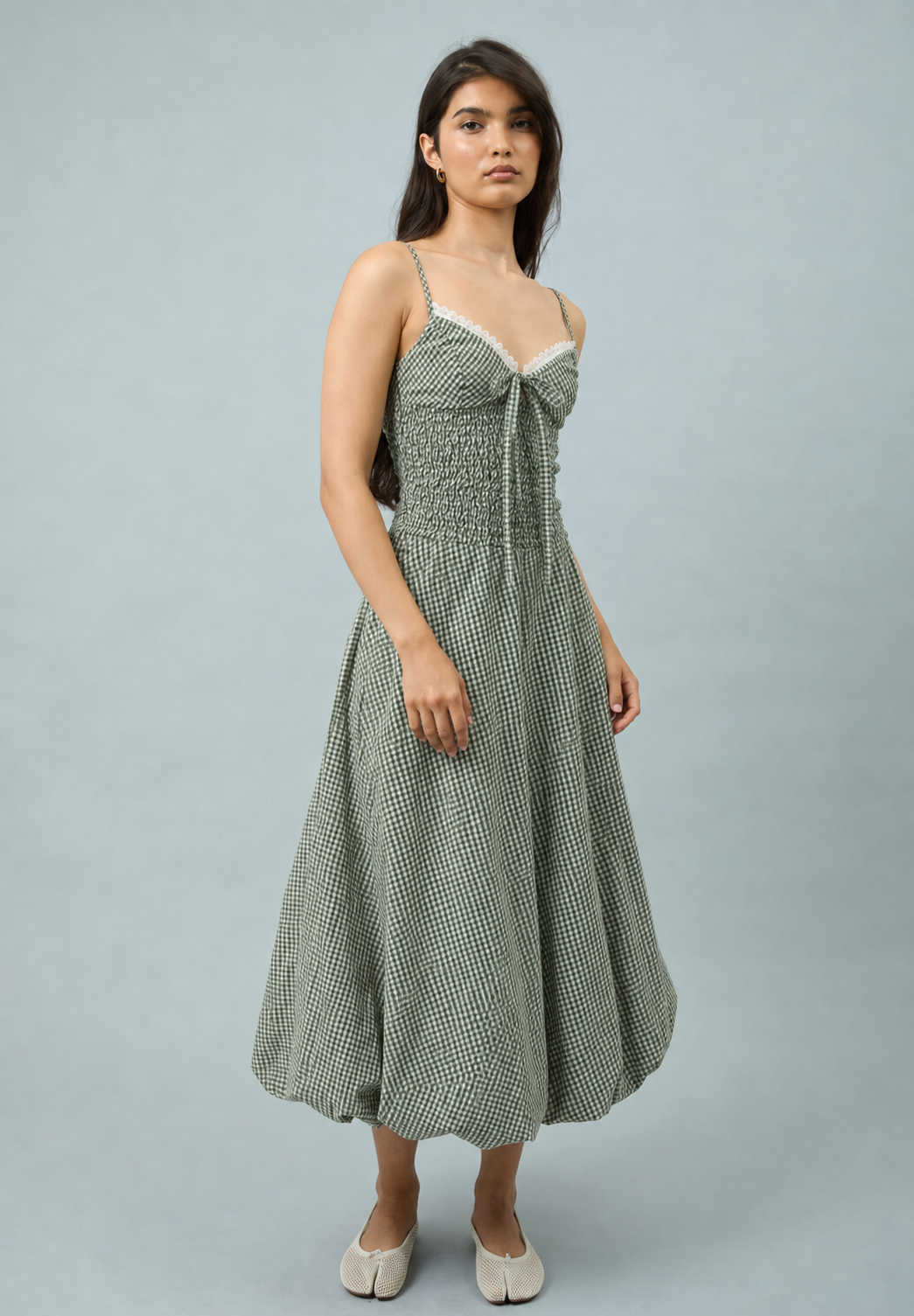 House Of Sunny Women's Dresses GINGHAM BALLOON CAMI DRESS abito midi