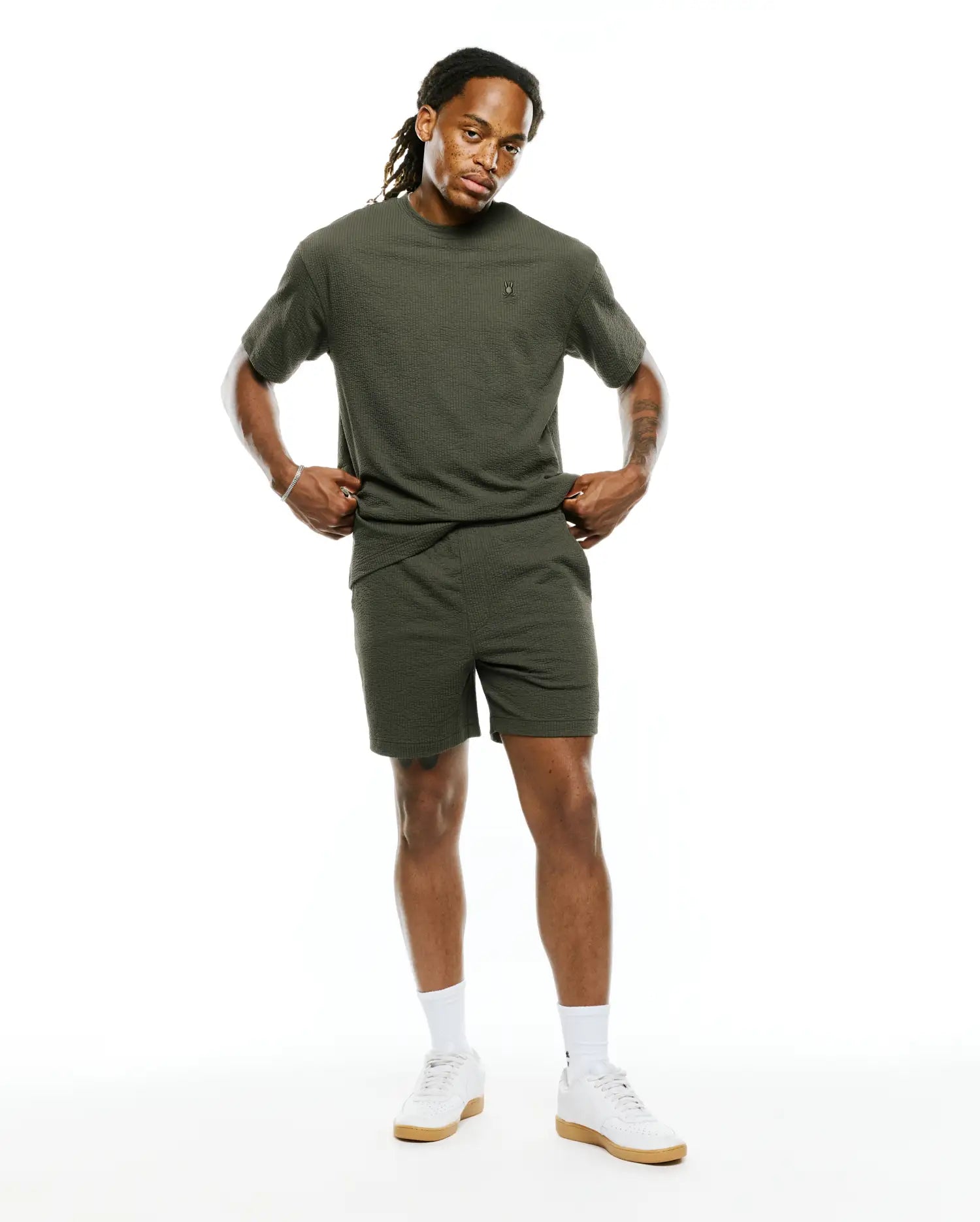 Psycho Bunny Men's Tees Men's Arlen Oversized Seersucker t-shirt verde XXS-XXXL