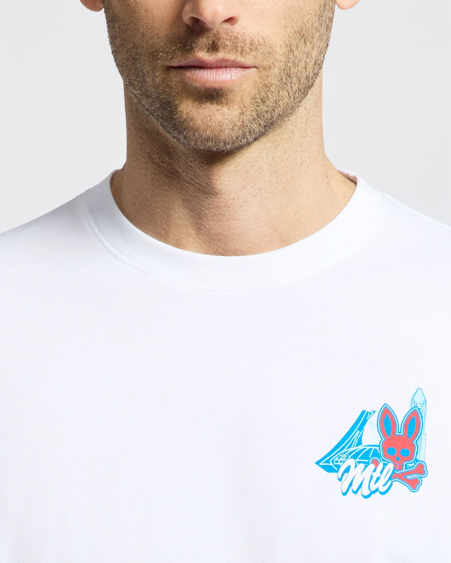 Psycho Bunny Men's Tees Montreal t-shirt bianca in cotone Pima