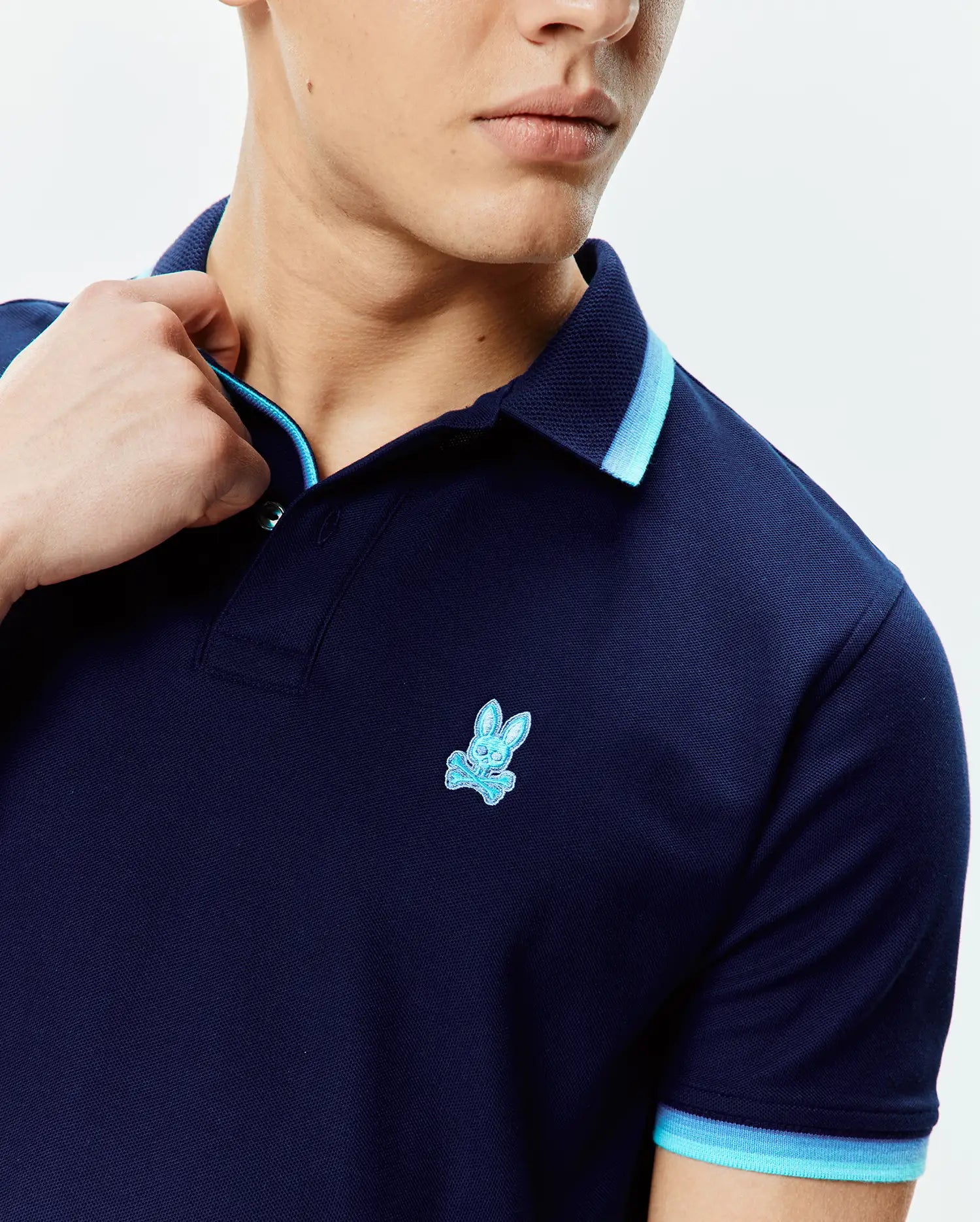 Psycho Bunny Men's Polos Holden Pique Polo uomo blu cotone Pima