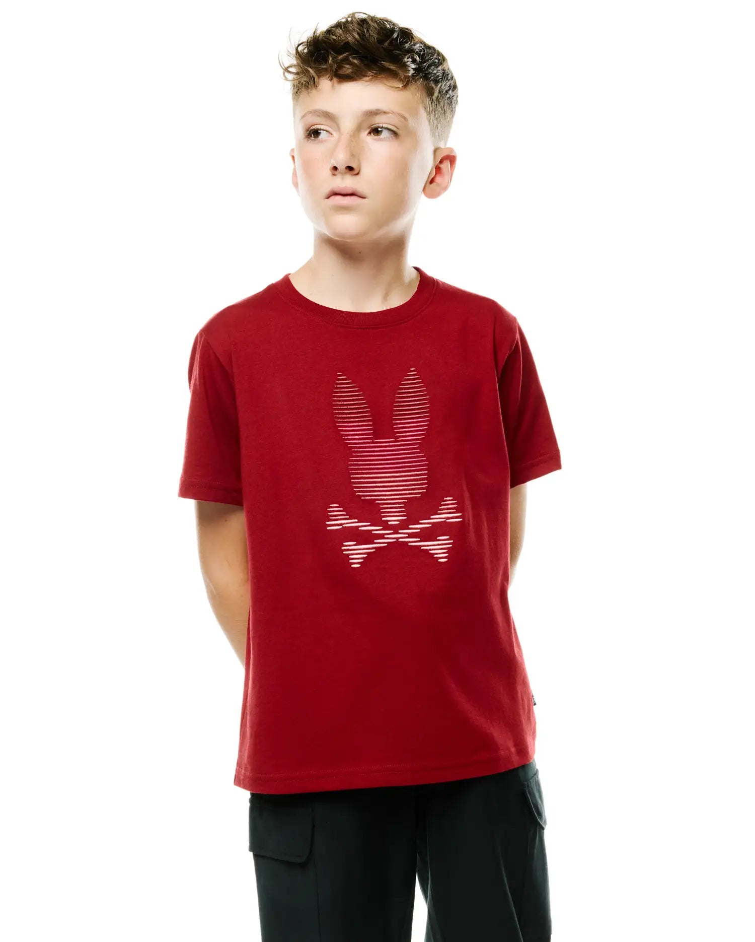 Psycho Bunny Kids Tees Kids' Slade Pima Graphic Tee t-shirt rossa 2T cotone Pima