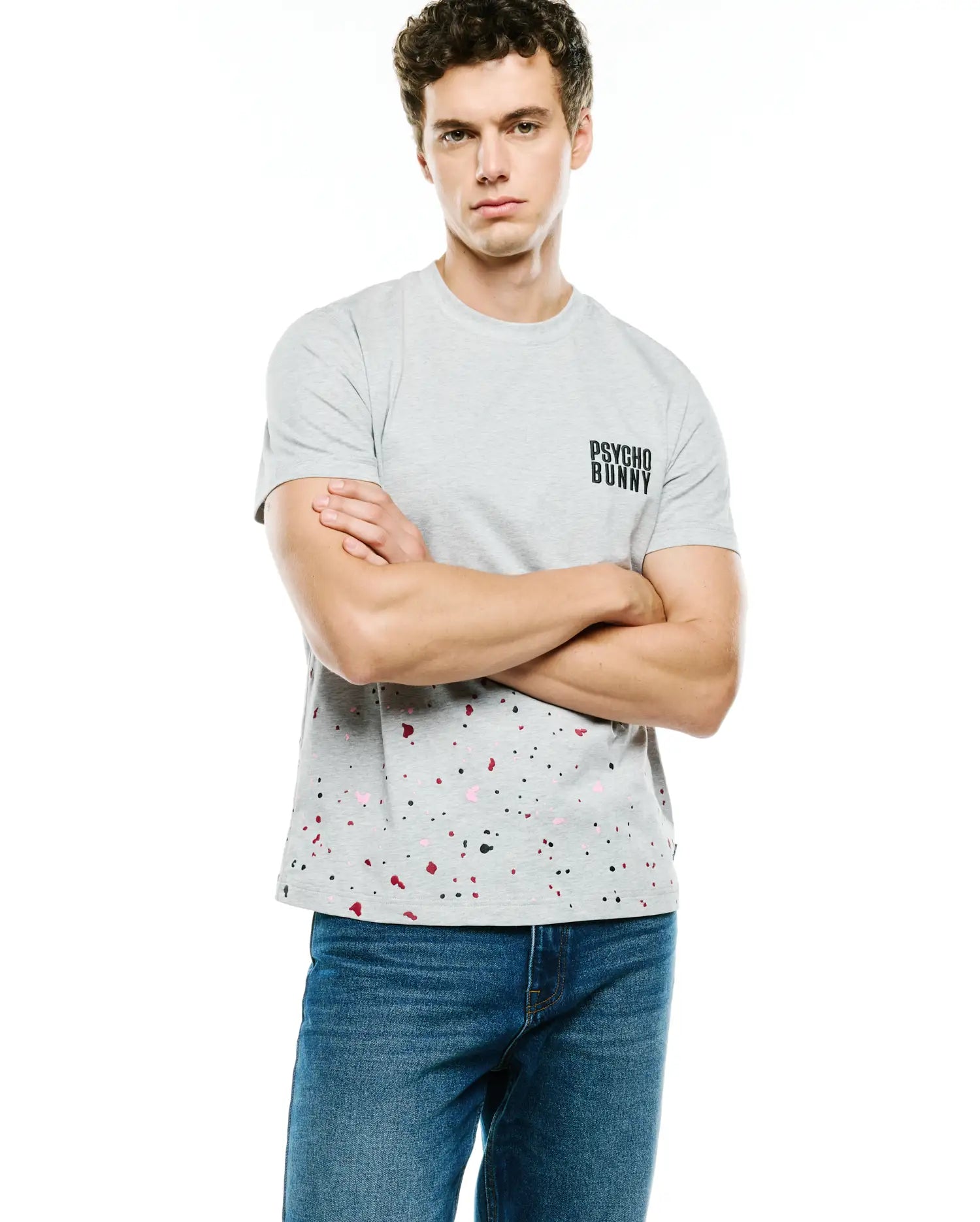 Psycho Bunny Malcolm Graphic Tee MT0200503 t-shirt grigia XXS-XXXL