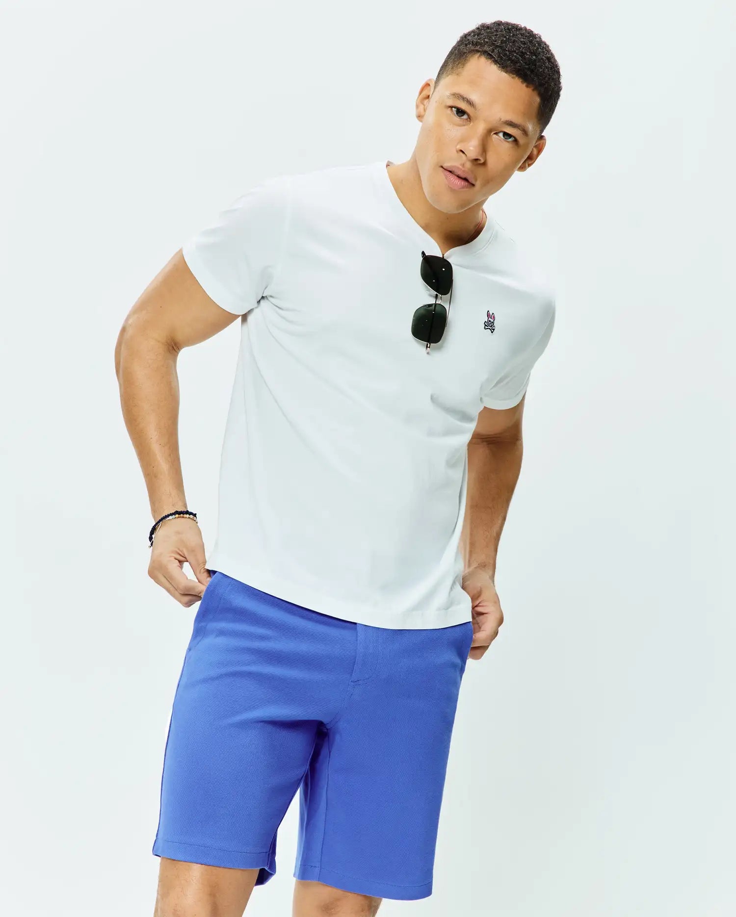 Psycho Bunny Shiro Twill Short 8 1/2" MB0700033 bermuda Amparo Blue 426 in viscosa