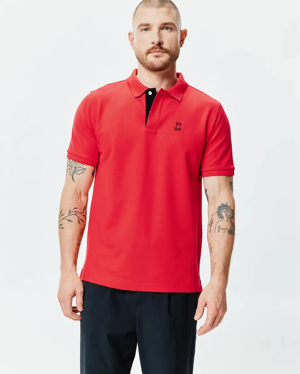 Psycho Bunny Men's Polos Blythe Pique Polo polo rosso Bittersweet cotone Pima