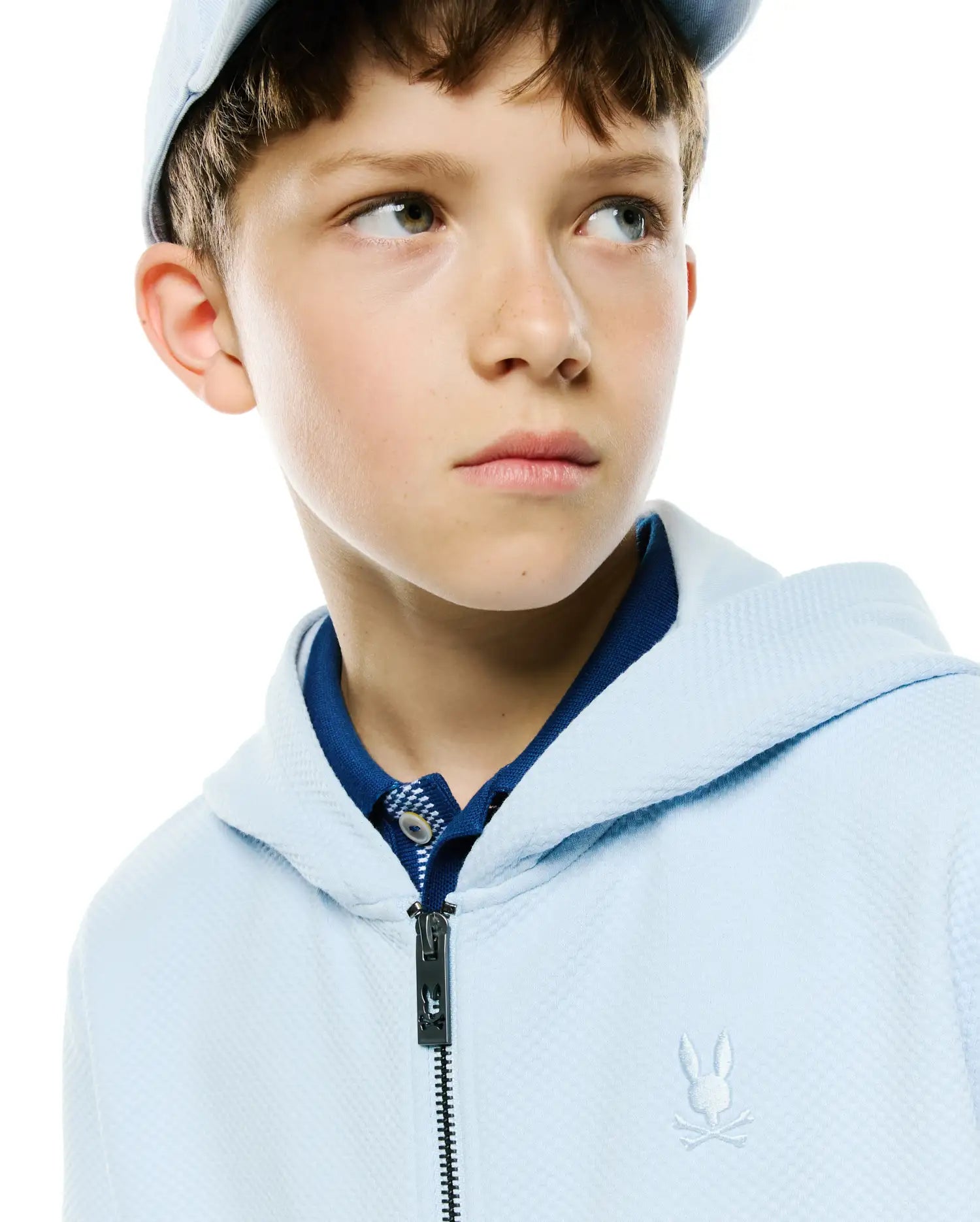 Psycho Bunny Kids Sweatshirts & Hoodies Marc Full-Zip Hoodie KT0500082 felpa blu con cappuccio