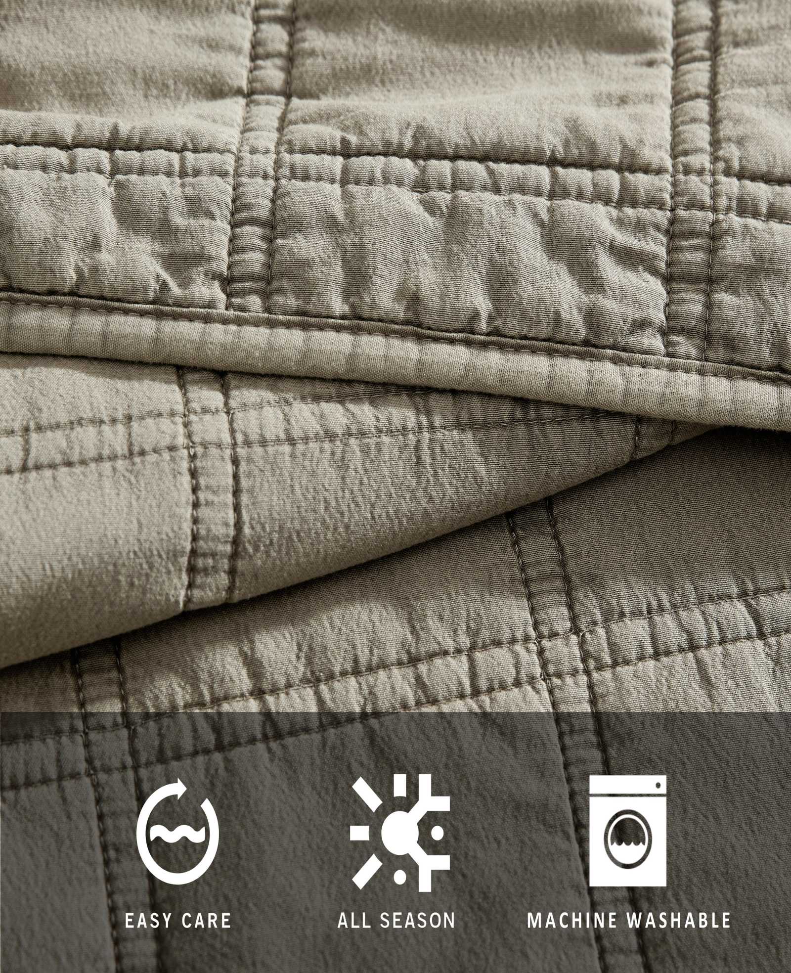 Kenneth Cole Reaction Home & Bedding Stonewashed Quilt Set copriletto marrone Full/Queen leggero