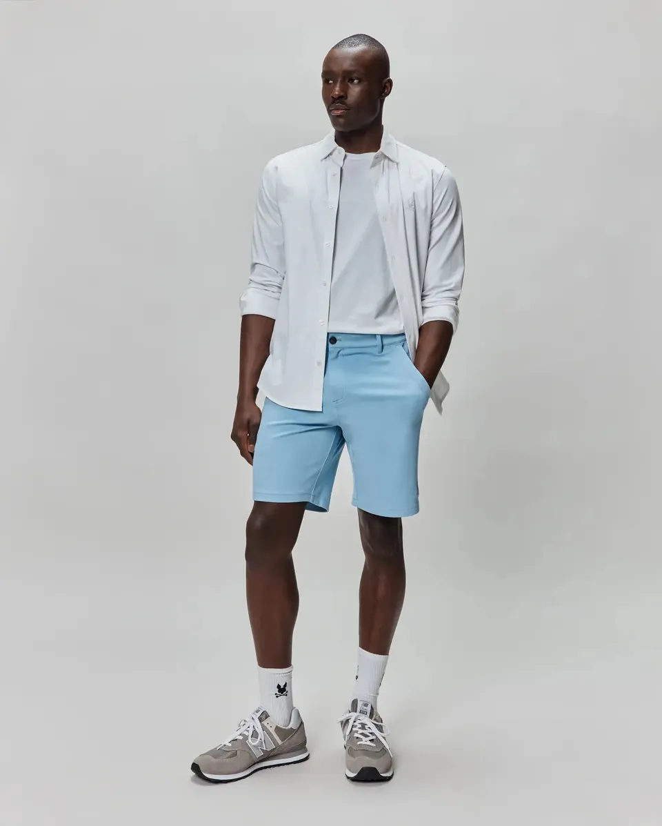 Psycho Bunny Shiro Twill Short 8 1/2" MB0700033 bermuda blu Glacier Lake 407 in viscosa